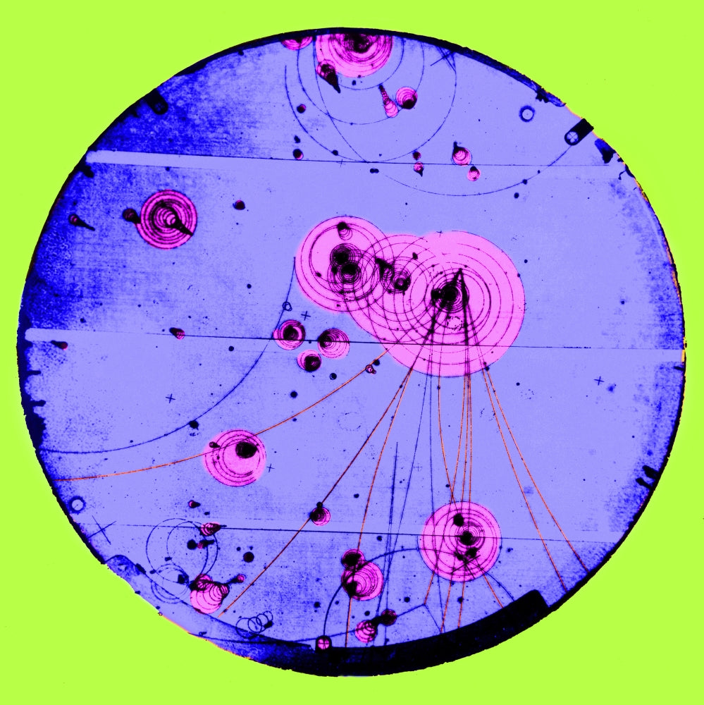Proton-Photon Collision Poster Print showcasing particle interactions.