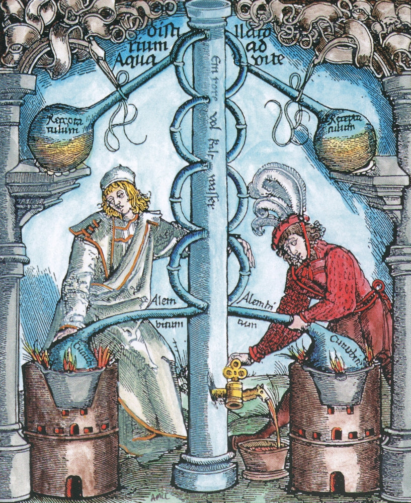 Distillation 16th Century Poster Print showcasing historical scientific processes.