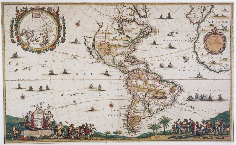 17th Century Map of the Americas Poster Print