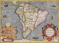 South America 1606 Historical Map Poster Print