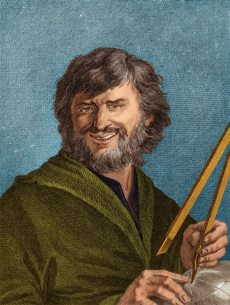 Democritus Ancient Greek Polymath Poster Print showcasing ancient philosophy.
