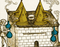 16th Century Distillation Furnace Poster Print showcasing historical science