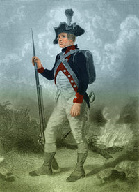 American Continental Soldier Poster Print showcasing a soldier from the American Revolution.