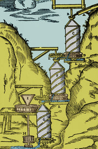 Watermill Reversed Archimedean Screw Poster Print showcasing innovative engineering design.
