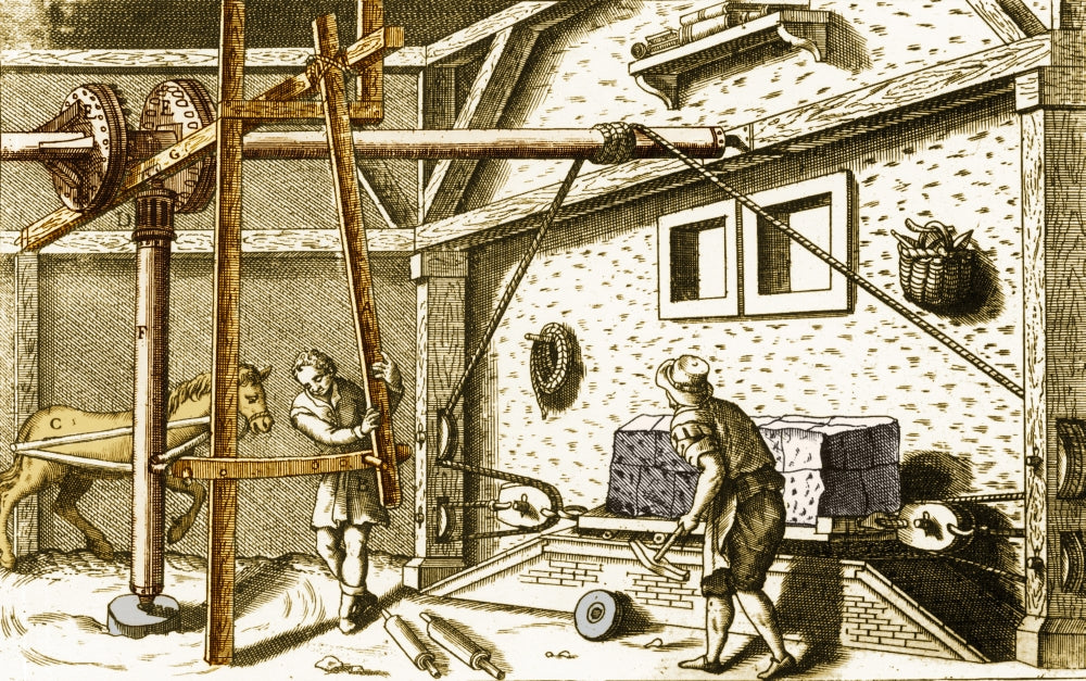 Stone-Cutting Process 17th Century Poster Print by Science Source