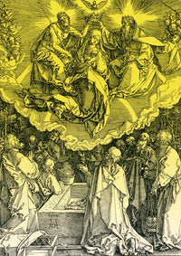 Assumption of Mary Poster Print showcasing Mary's elevation to heaven.