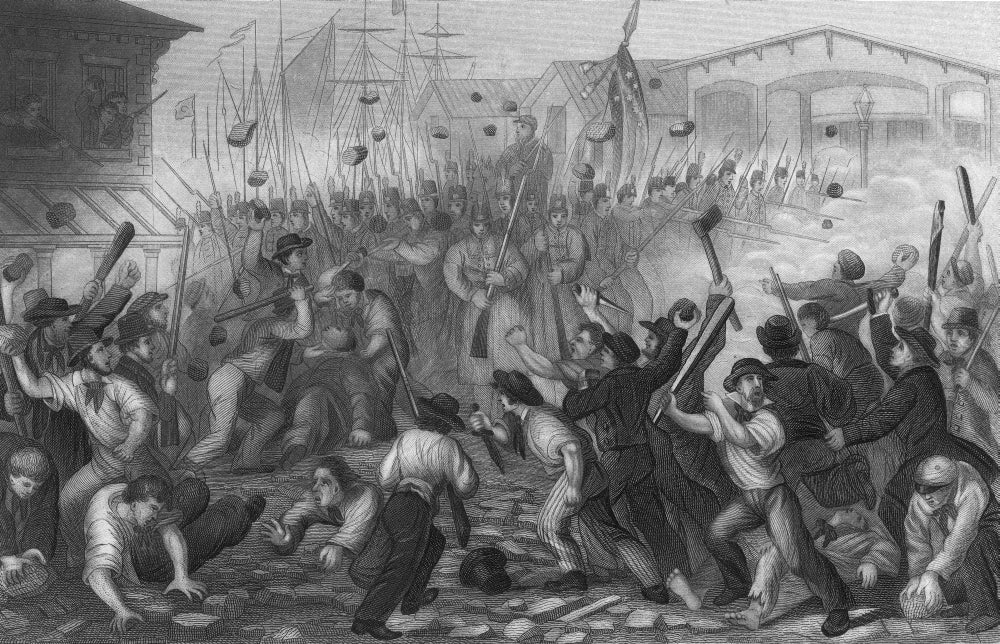Attack on the Massachusetts 6th, 1861 Poster Print by Science Source