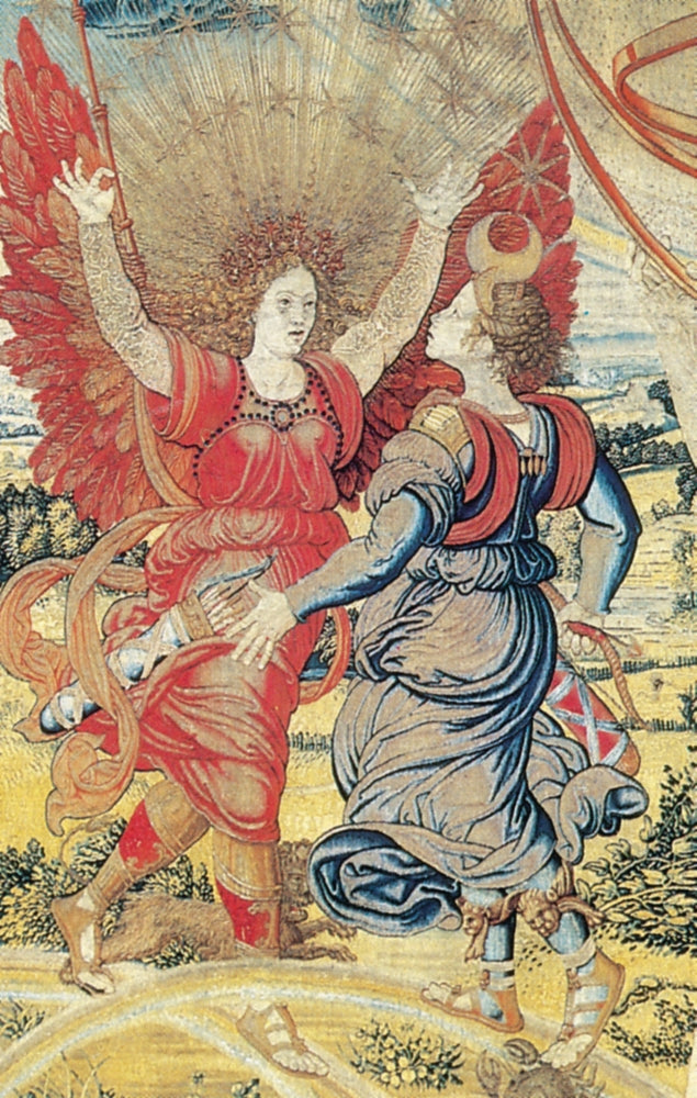 Renaissance Tapestry Detail Poster Print showcasing intricate craftsmanship.
