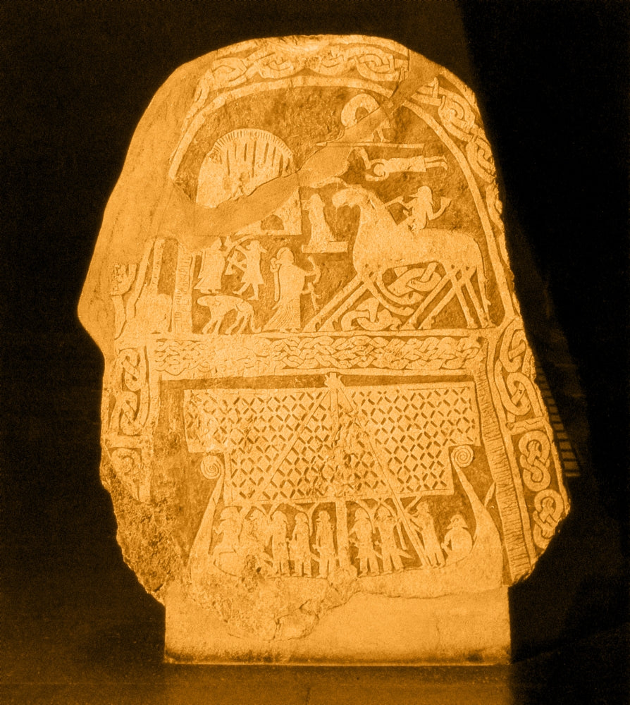 Norse Mythology Stele Poster Print showcasing intricate designs