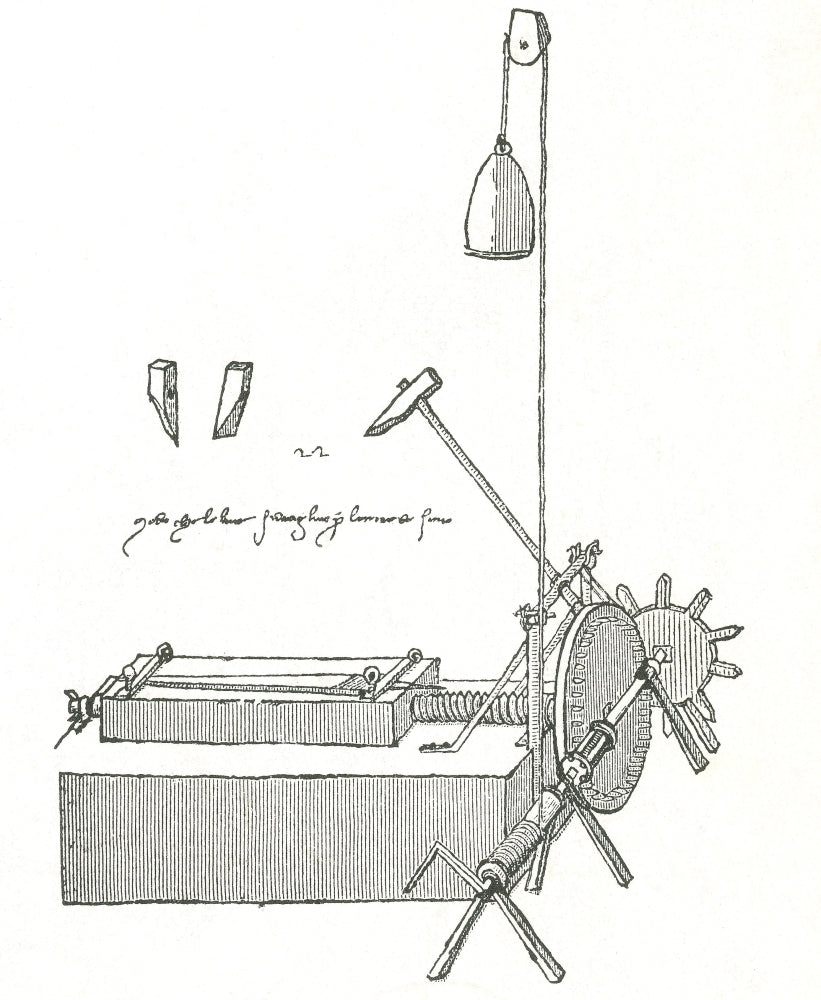 File Cutting Machine Poster Print by Leonardo Da Vinci, artistic design, historical print
