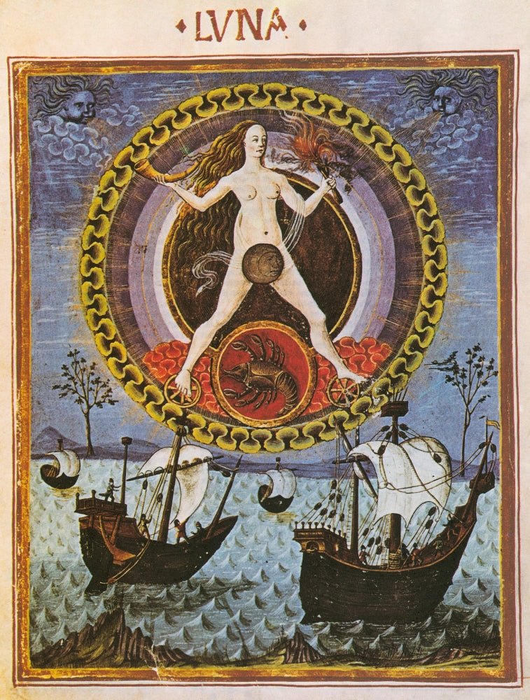 Moon Rules Cancer Poster Print showcasing lunar phases and astrology.