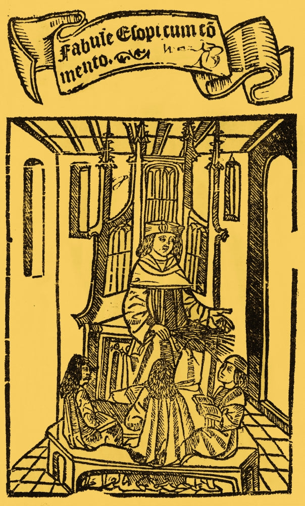Frontispiece to Aesop's Fables Poster Print showcasing classic literature illustration.