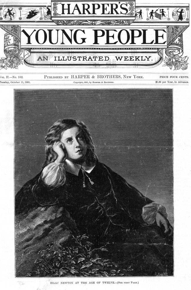 Young Isaac Newton 1654 Poster Print showcasing historical science art.
