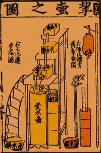Oldest Water Clock Illustration Poster Print showcasing ancient engineering