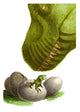 Dinosaur with Eggs Poster Print by Spencer Sutton - vibrant dinosaur art for children's rooms