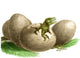 Dinosaur Egg Hatching Poster Print showcasing a dinosaur emerging from its egg.