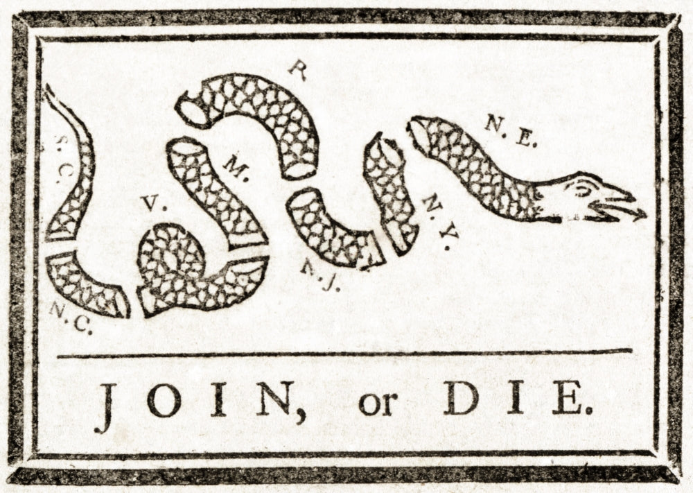 Join or Die French and Indian War Poster Print