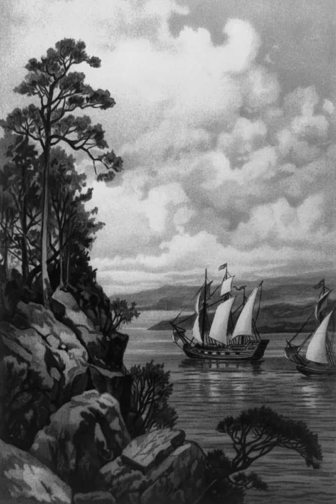 Jacques Cartier Ascending the St. Lawrence 1535 Poster Print