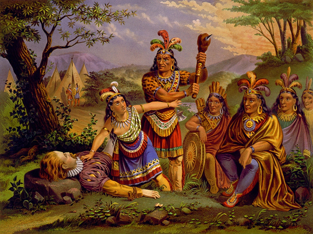 Pocahontas Saving Captain John Smith 1607 Poster Print