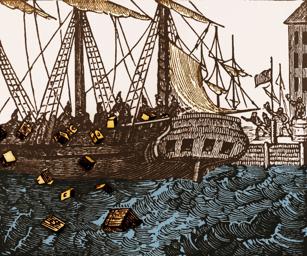 Boston Tea Party, 1773 Poster Print showcasing an iconic moment in American history.