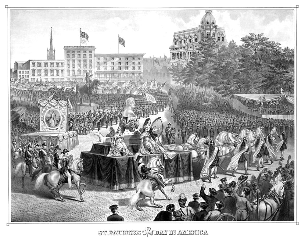 Saint Patrick's Day In America 1872 Poster Print showcasing festive celebrations.