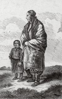 Dakota Woman and Assiniboine Girl Poster Print showcasing Native American culture