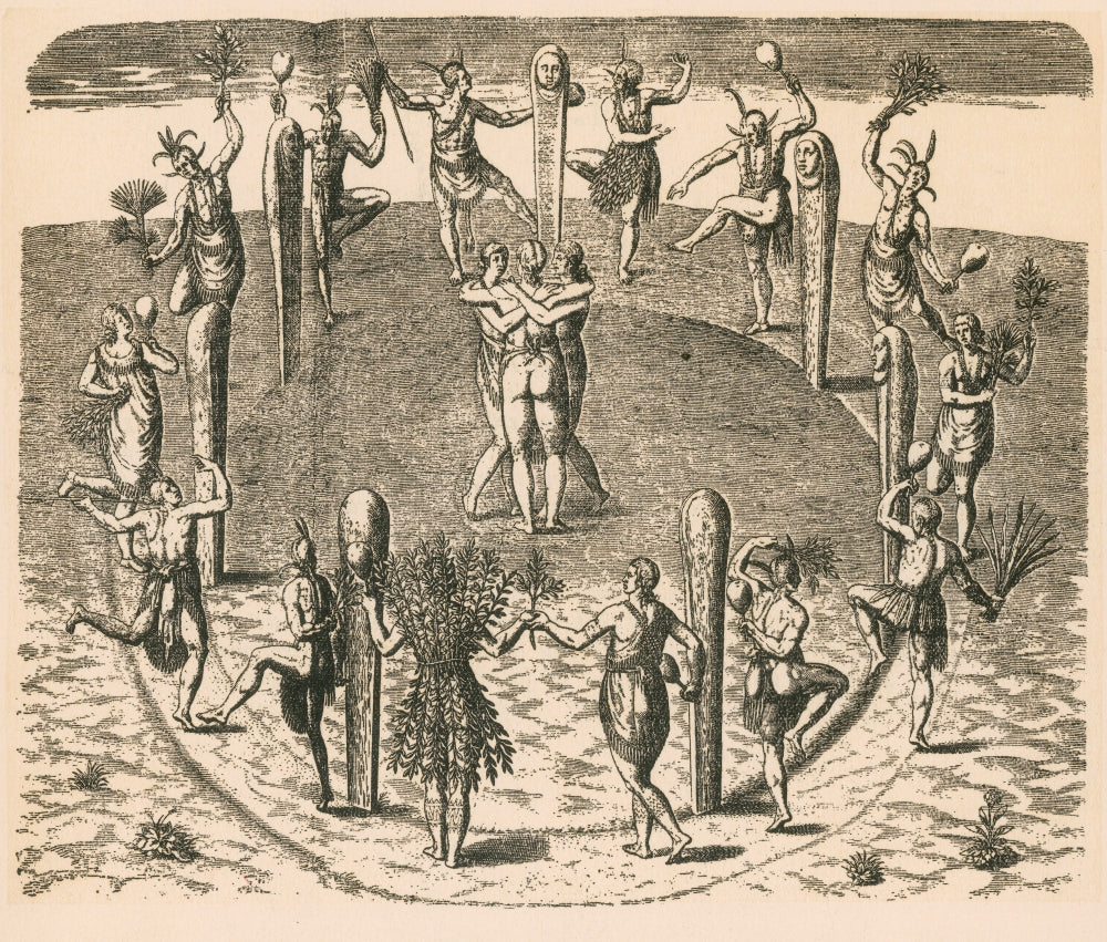 Native American Dance 16th Century Poster Print showcasing cultural heritage