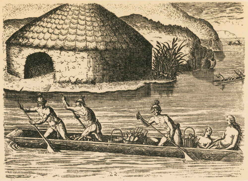 Native Americans Transporting Crops 16th Century Poster Print
