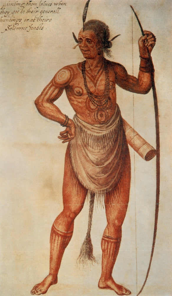 Native American Man 16th Century Poster Print showcasing indigenous heritage.