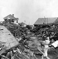 Hurricane Damage in Galveston, 1900 Poster Print showcasing historical devastation.