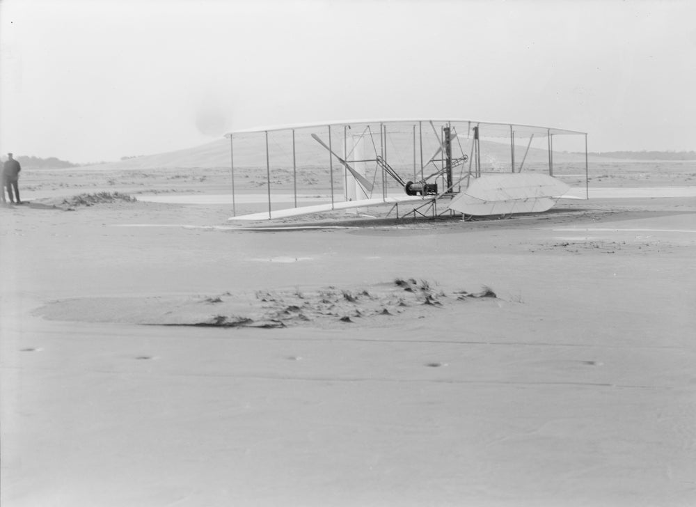Damaged Wright Flyer, 1903 Poster Print showcasing aviation history.