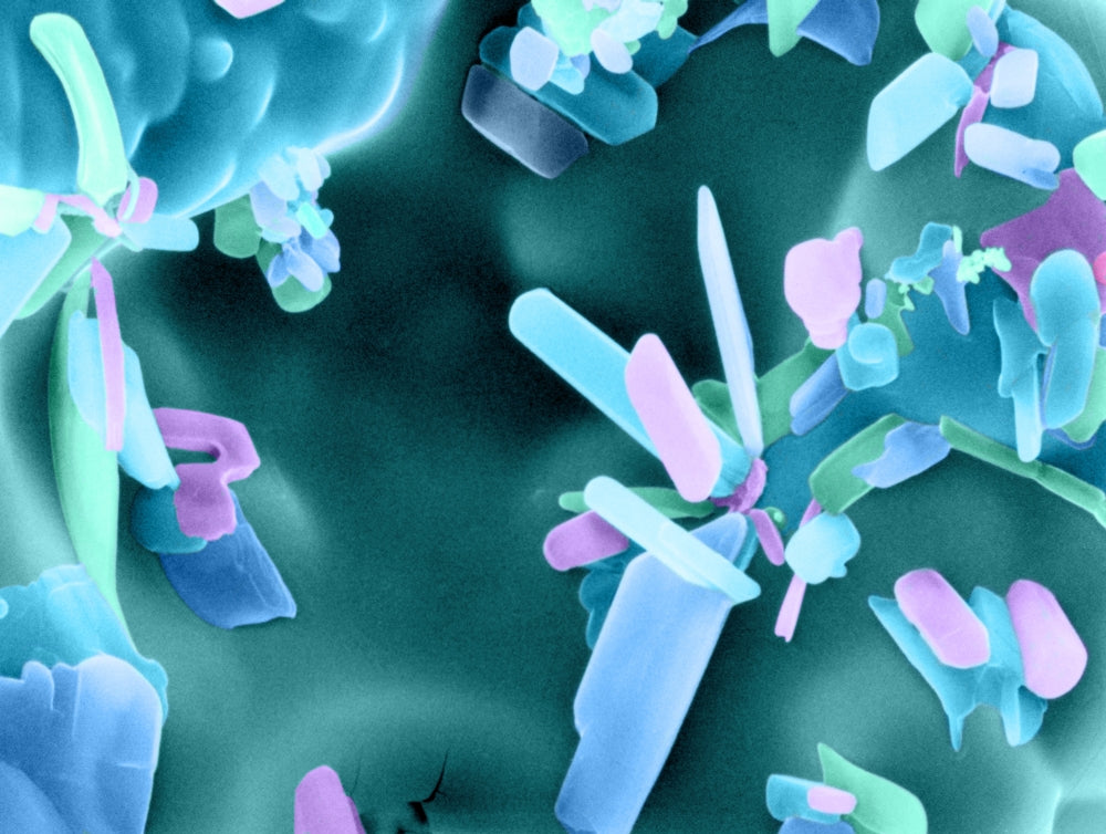 Aspirin SEM Poster Print showcasing molecular structure.