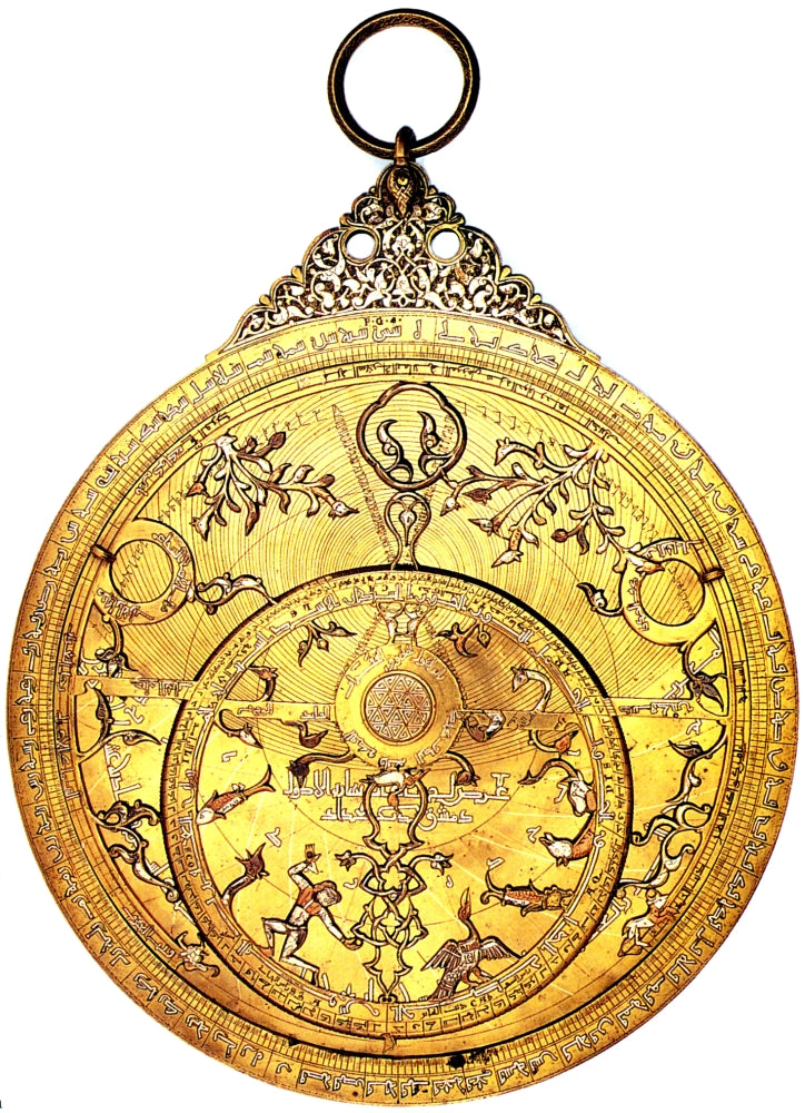Astrolabe Poster Print featuring an intricate design of an astronomical instrument.