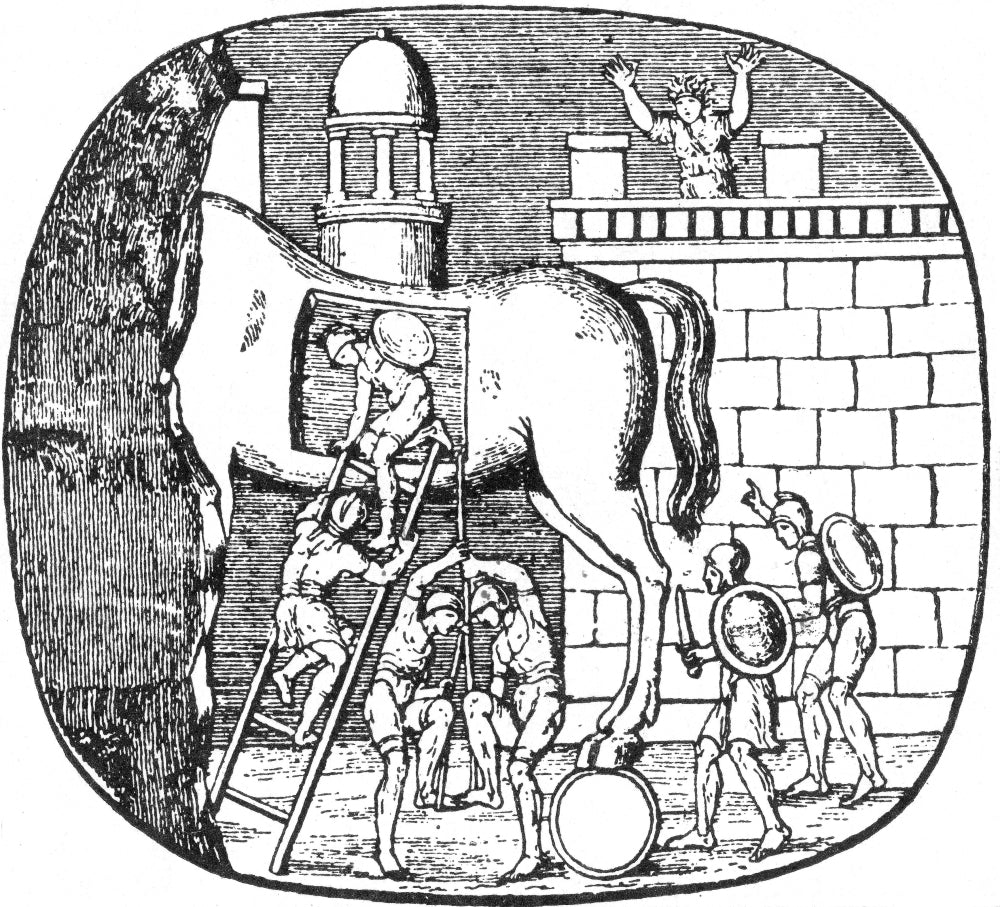 Trojan Horse Poster Print showcasing ancient mythology and history.