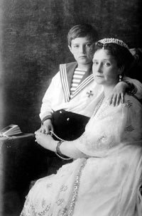 Russian Tsarina Alexandra and Tsarevich Alexei Poster Print depicting the Russian royal family.