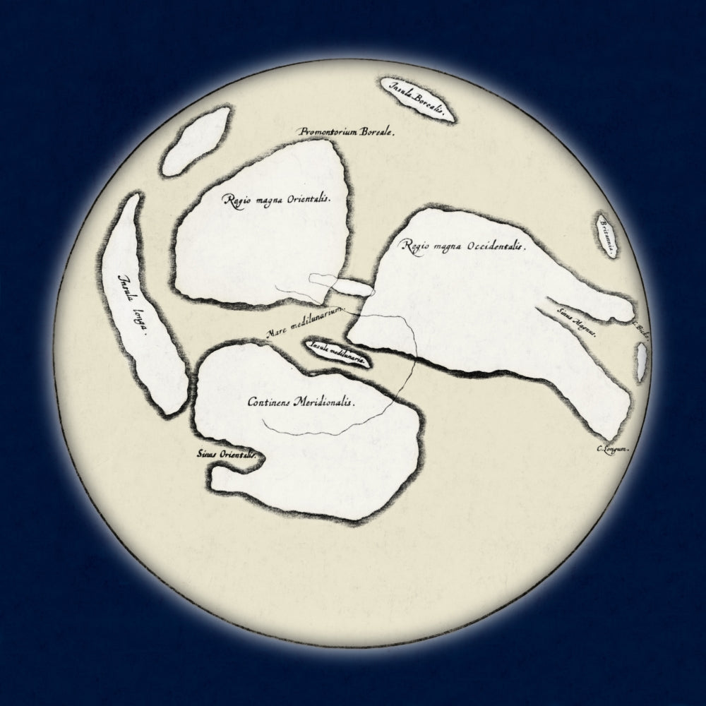 Moon Map Poster Print by William Gilbert, 1603, celestial artwork