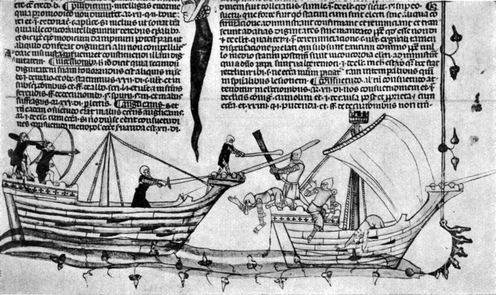 Naval Battle 14th Century Poster Print depicting maritime warfare