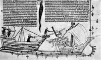 Naval Battle 14th Century Poster Print depicting maritime warfare