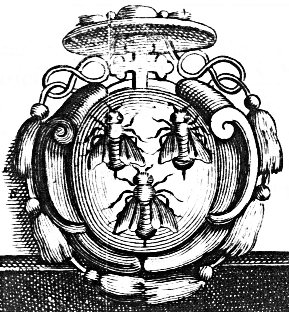 Bees Depicted on Ecclesiastical Heraldry Poster Print showcasing intricate details.