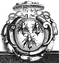 Bees Depicted on Ecclesiastical Heraldry Poster Print showcasing intricate details.