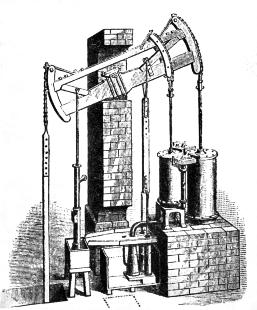 Hornblower's Compound Engine 1781 Poster Print showcasing historical steam engine design.