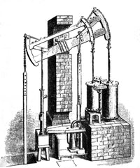 Hornblower's Compound Engine 1781 Poster Print showcasing historical steam engine design.