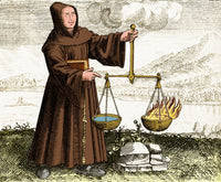 Roger Bacon Conducting Experiment Poster Print showcasing scientific inquiry.