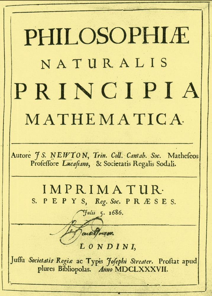 Newton's 'Principia' 1687 Poster Print showcasing classic scientific illustration.