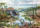 Prehistoric Middle Devonian Landscape Poster Print showcasing ancient geological scenery.