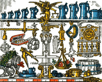 Weights and Measures 1885 Poster Print showcasing scientific measurement history.