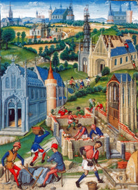 Medieval Construction 15th Century Poster Print showcasing detailed architecture.