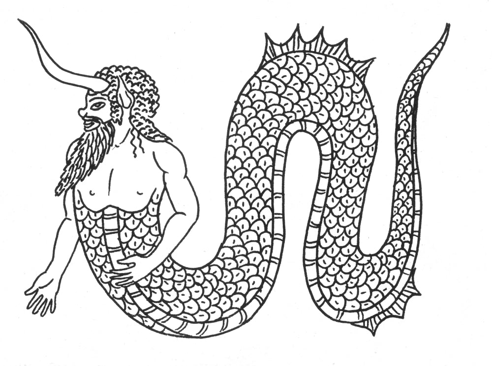 Merman Legendary Creature Poster Print showcasing a mythical merman in vibrant colors.