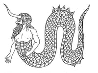 Merman Legendary Creature Poster Print showcasing a mythical merman in vibrant colors.