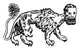 Manticore Legendary Creature Poster Print showcasing a mythical lion-human-scorpion creature.